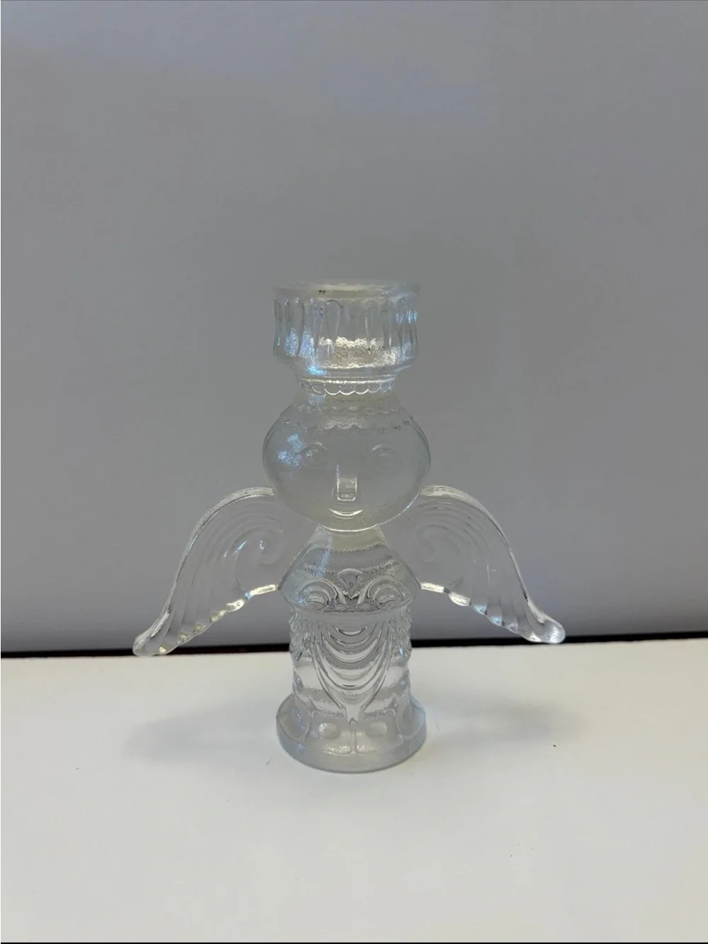 Clear Glass Angel Candle Holder